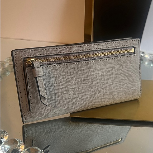 Kate Spade Gray taupe Saffiano leather Owl Design collectible wallet - Picture 8 of 9